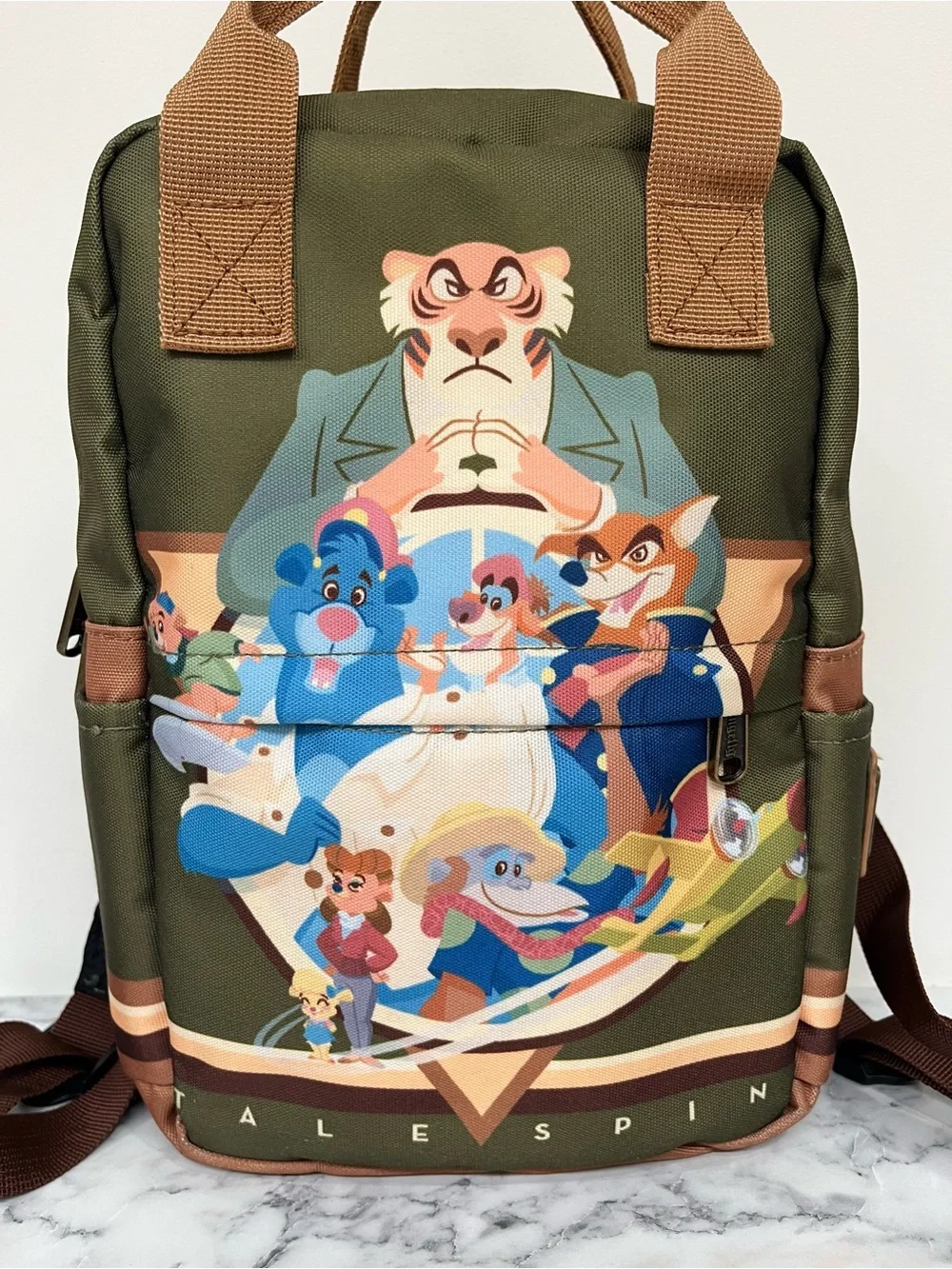 Disney Loungefly Talespin Iconic 90's cartoon mini backpack olive green canvas
